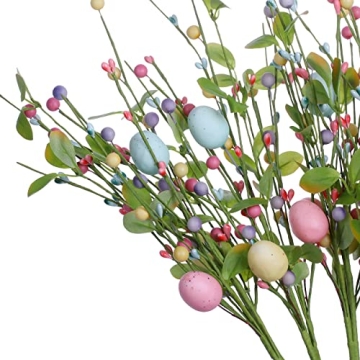 LLZLL 6PCS Easter Egg Stems,17in Tall Artificial Easter Picks Colorful Berry Sprays for Flower Arrangement and Easter Decor