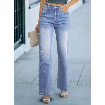 Sidefeel Women's Wide Leg Jeans High Waisted Tummy Control Spring Outfit 2025 Denim Pants Iceland Bl...