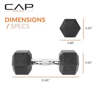 CAP Barbell 20 LB Coated Hex Dumbbell for Effective Home Workouts