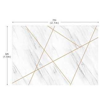 Photo Backgrounds, Abstract Marble Backdrop, Rustic White Marble Gold Triangle Wedding Bridal Shower Background Decorations 7X5ft