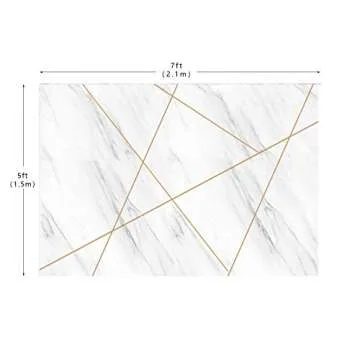 Photo Backgrounds, Abstract Marble Backdrop, Rustic White Marble Gold Triangle Wedding Bridal Shower Background Decorations 7X5ft