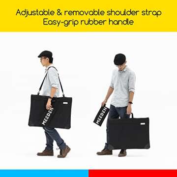 MEEDEN Soft Art Portfolio Bag: 20 X 26 Inch Light Weight Portfolio Canvas Case with Detachable Shoulder Strap -Waterproof 600D Oxford Carrying Storage Case for Canvas, Artwork, Sketching - Black