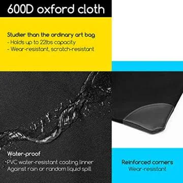 MEEDEN Soft Art Portfolio Bag: 20 X 26 Inch Light Weight Portfolio Canvas Case with Detachable Shoulder Strap -Waterproof 600D Oxford Carrying Storage Case for Canvas, Artwork, Sketching - Black