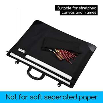 MEEDEN Soft Art Portfolio Bag: 20 X 26 Inch Light Weight Portfolio Canvas Case with Detachable Shoulder Strap -Waterproof 600D Oxford Carrying Storage Case for Canvas, Artwork, Sketching - Black