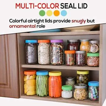 Wide Mouth Mason Jars 32 Oz, 8 PACK Large Glass Canning Jars with Metal Airtight Lids and Bands, Extra Leak-Proof Colored Lids, Chalkboard Labels and Marker, for Meal Prep, Drinking, DIY Projects