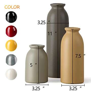 CWLWGO-Ceramic Matte Vase for Home Decor, Modern and Minimalist Decorative Vase Set. Farmhouse Livin...