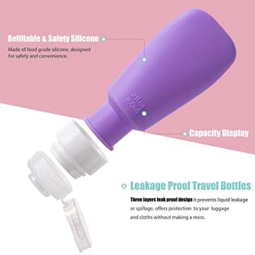 MODENGKONGJIAN Leak Proof Travel Bottles, TSA Approved Silicone Squeezable Shampoo Refillable Toiletry Cosmetic Container, 2oz Portable Traveling Size Liquid Containers Kit (4 Pack)