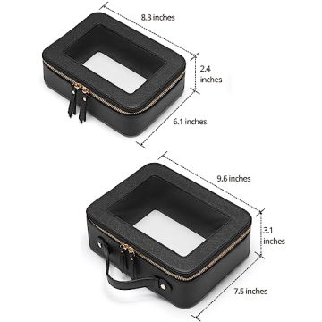 Popvibe Clear Makeup Case Set Black Stylized Toiletry Organizer