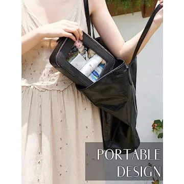 Popvibe Clear Makeup Case Set Black Stylized Toiletry Organizer