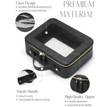 Popvibe Clear Makeup Case Set Black Stylized Toiletry Organizer