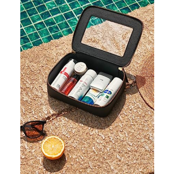 Popvibe Clear Makeup Case Set Black Stylized Toiletry Organizer