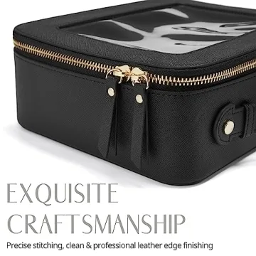 Popvibe Clear Makeup Case Set Black Stylized Toiletry Organizer