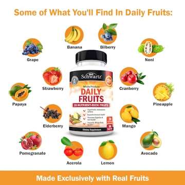 Daily Fruits and Vegetables Supplement for Adults - Super Fruits and Veggies Capsules for Enhanced Energy Gut Health Immune Support & Overall Wellness with 47 Whole Food Fruits and Veggies - 1 Month