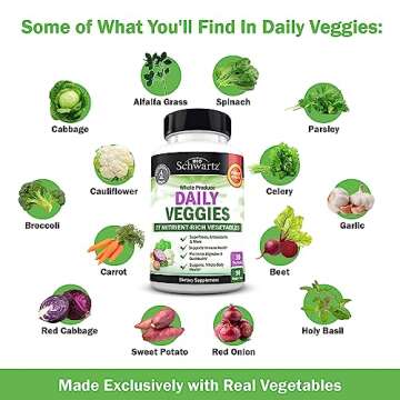 Daily Fruits and Vegetables Supplement for Adults - Super Fruits and Veggies Capsules for Enhanced Energy Gut Health Immune Support & Overall Wellness with 47 Whole Food Fruits and Veggies - 1 Month