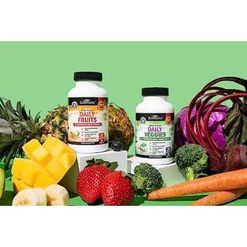 Daily Fruits and Vegetables Supplement for Adults - Super Fruits and Veggies Capsules for Enhanced Energy Gut Health Immune Support & Overall Wellness with 47 Whole Food Fruits and Veggies - 1 Month