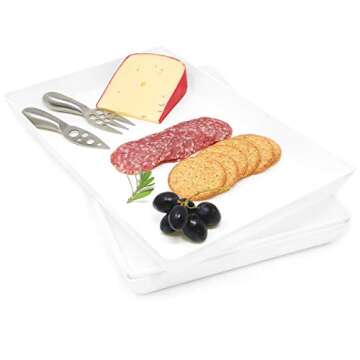 Youngever 3 Pack Plastic Serving Trays, Serving Platter for Parties, Sturdy ABS Material, 15 inch x 10 inch (White)