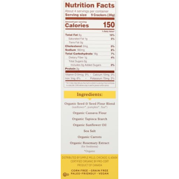 Simple Mills Organic Seed Crackers - Healthy Gluten Free Snack