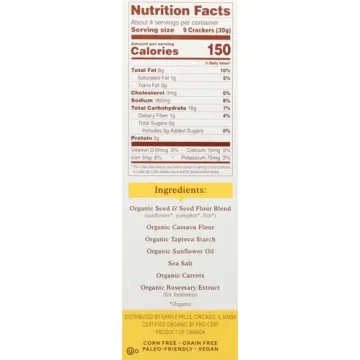 Simple Mills Organic Seed Crackers - Healthy Gluten Free Snack