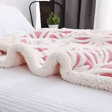 LOMAO Sherpa Fleece Blanket Fuzzy Soft Bed Blanket Dual Sided Throw Blanket fit Couch Sofa (Pink,51x63)