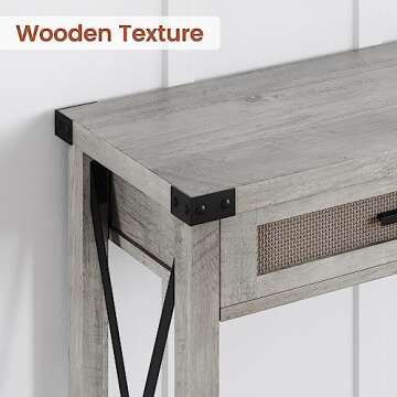 GAOMON Boho Entryway Table with Rattan Drawers, Console Table for Entryway, 43" Wood Sofa Table with Storage for Living Room, Hallway, Foyer