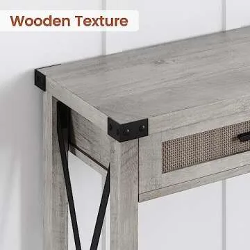 GAOMON Boho Entryway Table with Rattan Drawers, Console Table for Entryway, 43" Wood Sofa Table with Storage for Living Room, Hallway, Foyer