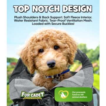 FUR CADET Plush and Comfy Dog Carrier Backpack for Hiking and Selfie-Worthy Adventures, Loaded with Pockets, Collapsible Dog Bowl and Potty Bags, Premium Pet Carrier Bag for Travel