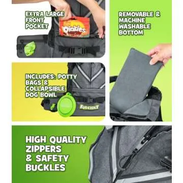 FUR CADET Plush and Comfy Dog Carrier Backpack for Hiking and Selfie-Worthy Adventures, Loaded with Pockets, Collapsible Dog Bowl and Potty Bags, Premium Pet Carrier Bag for Travel