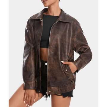 Chic Casly Lamiit Brown Faux Leather Jacket for Women
