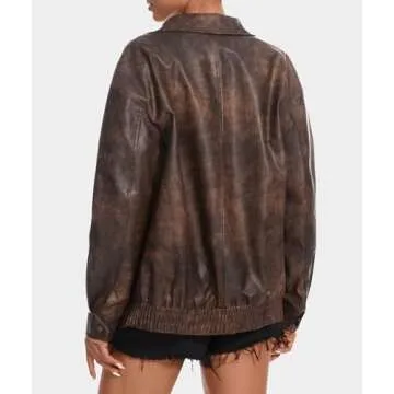 Chic Casly Lamiit Brown Faux Leather Jacket for Women