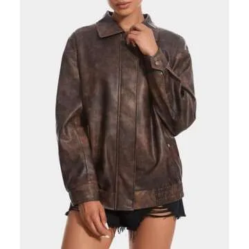Chic Casly Lamiit Brown Faux Leather Jacket for Women