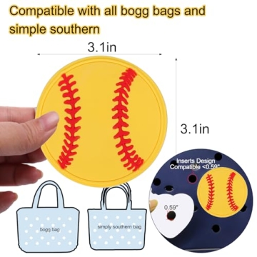 Mity rain Decoration Accessories for Bogg Bag, Bag Charms Compatible with Bogg Bag Original All Models, Insert Decorative Words for Handbag Beach Tote Bag (Softball)