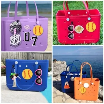 Mity rain Decoration Accessories for Bogg Bag, Bag Charms Compatible with Bogg Bag Original All Models, Insert Decorative Words for Handbag Beach Tote Bag (Softball)