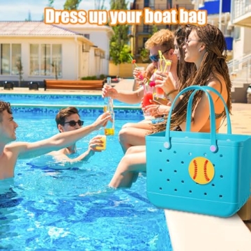 Mity rain Decoration Accessories for Bogg Bag, Bag Charms Compatible with Bogg Bag Original All Models, Insert Decorative Words for Handbag Beach Tote Bag (Softball)