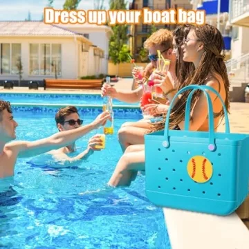 Mity rain Decoration Accessories for Bogg Bag, Bag Charms Compatible with Bogg Bag Original All Models, Insert Decorative Words for Handbag Beach Tote Bag (Softball)