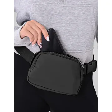 lanul Waist Pack for Women and Men, Mini Fanny Pack Dupes, Adjustable Size, Waterproof-Everywhere Belt Bag, Crossbody, Black