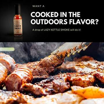 Lazy Kettle Brand All Natural Liquid Smoke | Perfect for Flavoring Meat | Hickory | Used to Flavor Beef Jerky, Steak, Fish, Cheese, Sauces and More | 5 Oz Each