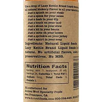 Lazy Kettle Brand All Natural Liquid Smoke | Perfect for Flavoring Meat | Hickory | Used to Flavor Beef Jerky, Steak, Fish, Cheese, Sauces and More | 5 Oz Each