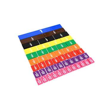 Learning Advantage Fraction/Decimal Tiles - Set of 51 - Double-Sided Rainbow Tiles - Visual, Hands-O...