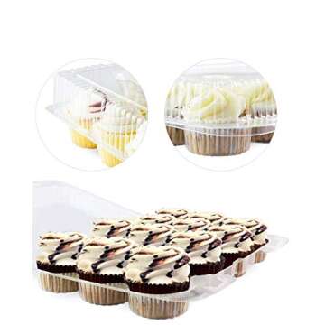40 Mini Cupcake Boxes | Mini Cupcake Container 12 Compartment – Clear Plastic Mini Cupcake Carrier | Mini Muffin Holders - Small Cupcake Clamshell | Disposable Cupcake Packaging Transporter