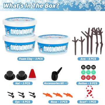 Christmas Craft Snowman Kit, 3 Pack DIY Snowman Craft Kit for Kids, Build a Snowman Indoor Decor, Cr...