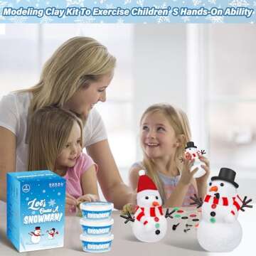 Christmas Craft Snowman Kit, 3 Pack DIY Snowman Craft Kit for Kids, Build a Snowman Indoor Decor, Creative Kids Air Dry Modeling Clay, Xmas Activities Snowman Making Kit for Kids Toys Favors