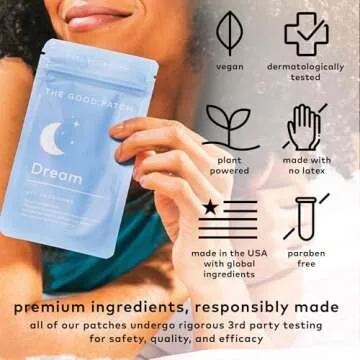 The Good Patch Plant Powered Sleep Support - Sustained Release Dream Patch with Melatonin, Hops, Valerian Root - 2 Pack (8 Sleep Patches)