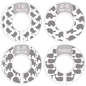Baby Closet Size Dividers | Set of 8 | Nursery Clothes Organization Sized from Newborn | 1-24 Months to Toddler | Perfect for Baby Shower (Unisex - Animals)