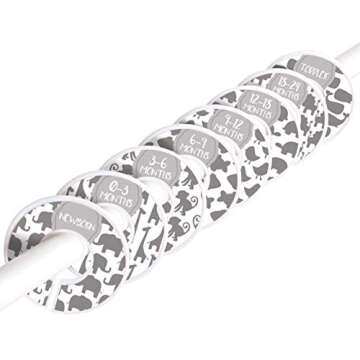 Baby Closet Size Dividers | Set of 8 | Nursery Clothes Organization Sized from Newborn | 1-24 Months to Toddler | Perfect for Baby Shower (Unisex - Animals)