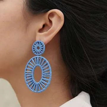 Stylish Statement Raffia Earrings for Women - Boho Chic
