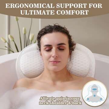 Bath Pillow Luxury Bathtub Pillow, Extra Soft & Comfortable Bath Pillows for Tub Head Neck and Back ...