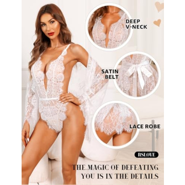 Stunning RSLOVE Lace Teddy & Robe Set for Brides