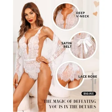 Stunning RSLOVE Lace Teddy & Robe Set for Brides