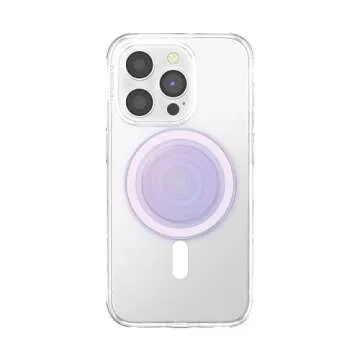 PopSockets Phone Grip Compatible with MagSafe, Adapter Ring for MagSafe Included, Phone Holder, Wireless Charging Compatible - Clear Opalescent