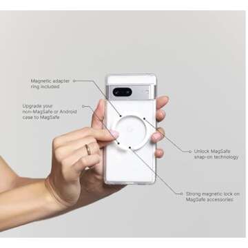 PopSockets Phone Grip Compatible with MagSafe, Adapter Ring for MagSafe Included, Phone Holder, Wireless Charging Compatible - Clear Opalescent